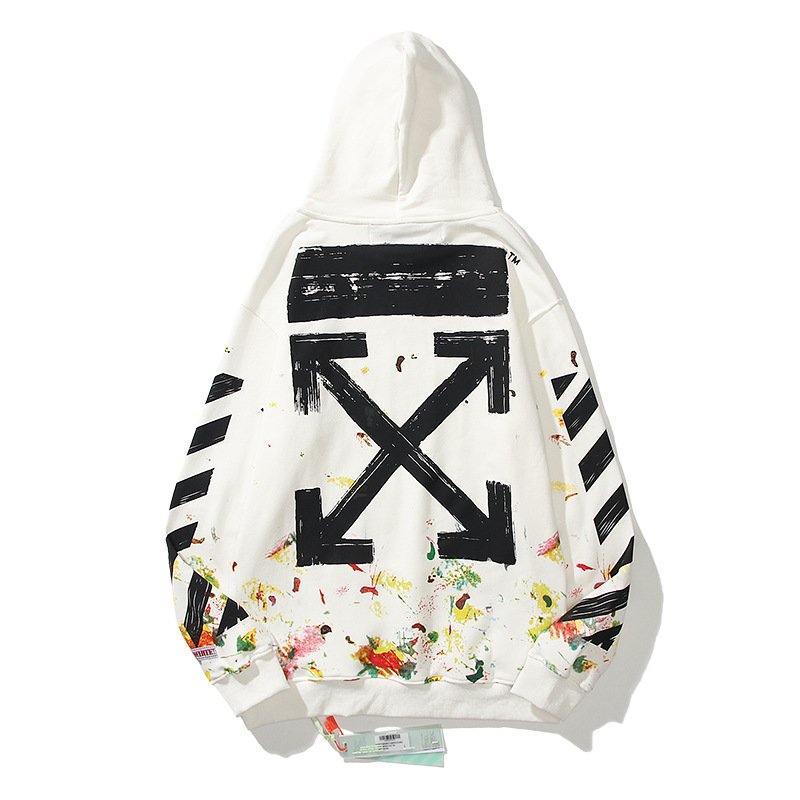 Wholesale High Quality OW 100% Cotton Terry Pullover Hoodie Men's and Women's Hoodies Oversized Thick Hoodie