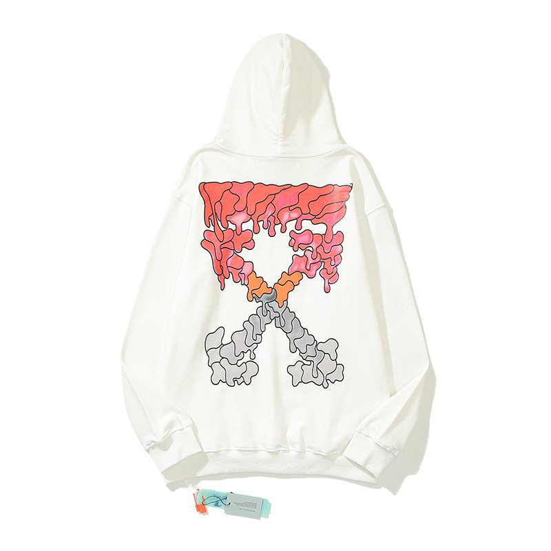 Wholesale High Quality OW 100% Cotton Terry Pullover Hoodie Men's and Women's Hoodies Oversized Thick Hoodie