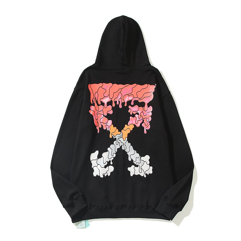 Wholesale High Quality OW 100% Cotton Terry Pullover Hoodie Men's and Women's Hoodies Oversized Thick Hoodie