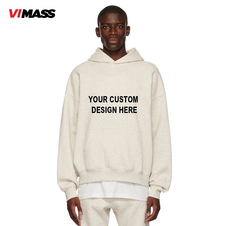 High Quality Custom Logo Cotton White Oversized Heavyweight Drop Shoulder Hoodie Men Plain Hoodies