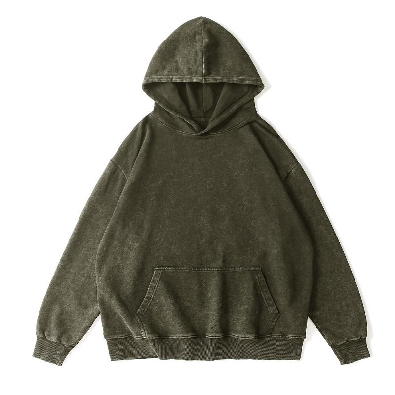 Wholesale Custom acid wash hoodie Oversize 360gsm Fashion Smoke 5 colors Vintage Heavy Men'S Acid Wash Hoodie with pocket