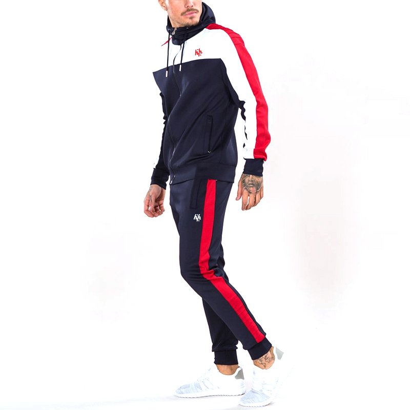 Manufacturer Wholesale Custom Plain Gym Tracksuit With Side Stripe 100% Cotton Men's Casual Sport Suit By Huzaifa Products
