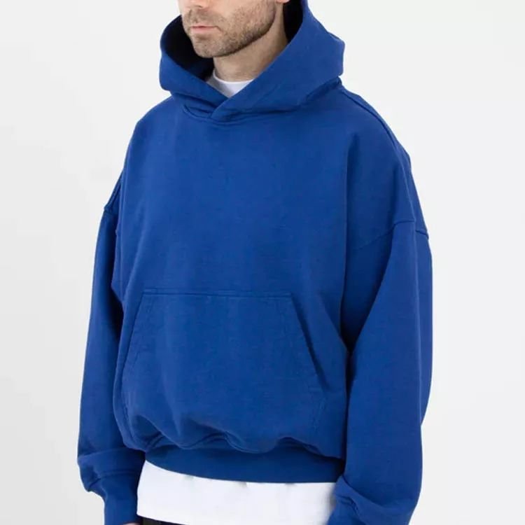 Custom Puff Print 450 Gsm French Terry Boxy Fit Hoodie 100% Cotton Oversized Men Boxy Heavyweight Hoodies No Strings