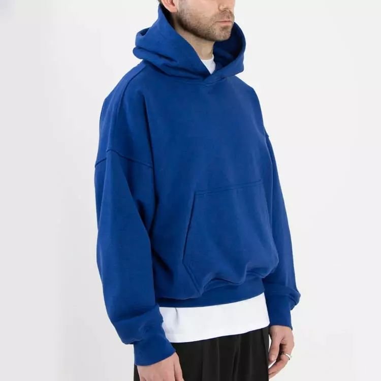 Custom Puff Print 450 Gsm French Terry Boxy Fit Hoodie 100% Cotton Oversized Men Boxy Heavyweight Hoodies No Strings