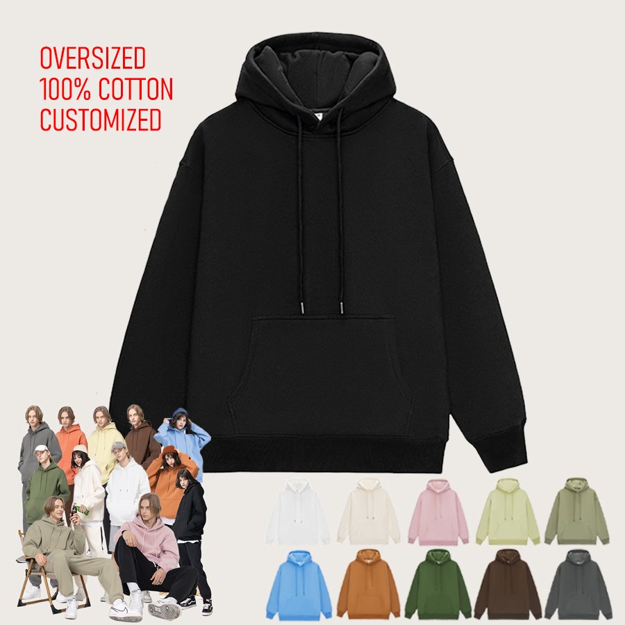 High Quality Heavy Weight Oversize Cotton Sweatshirt Blank Hoodie Custom Men Streetwear Oem Logo Custom Hoodies