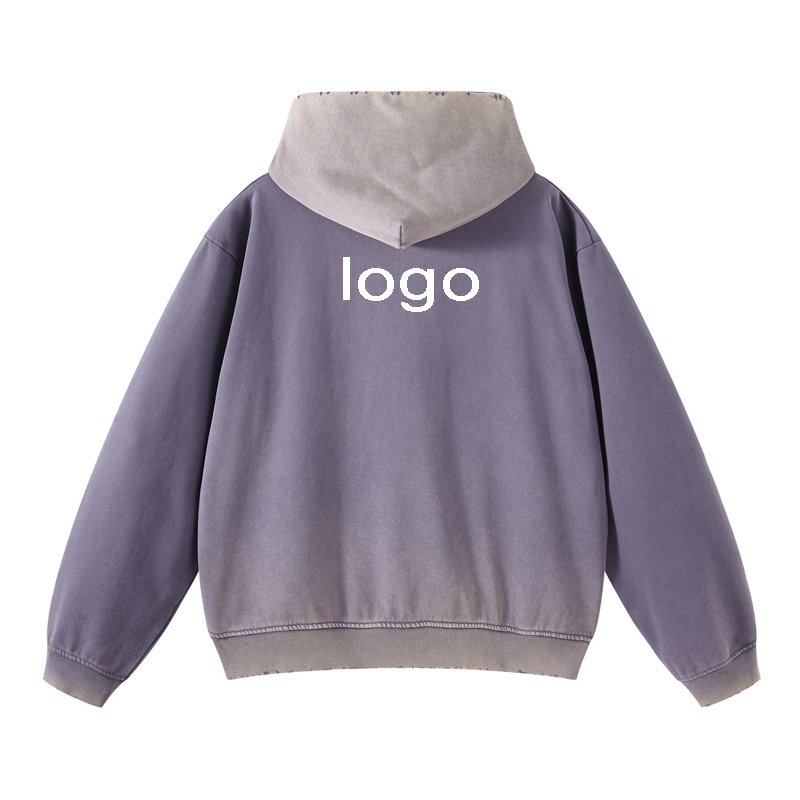 Custom logo vintage distressed hoodies oversized washed ripped hoodies for men high quality cotton puff printing hoodies