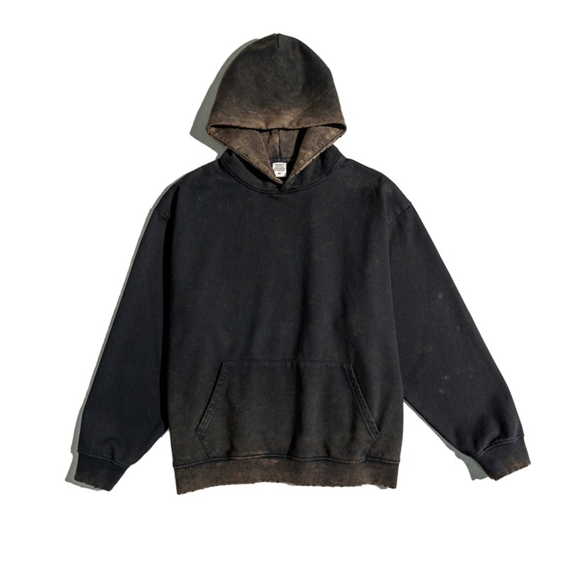Custom logo vintage distressed hoodies oversized washed ripped hoodies for men high quality cotton puff printing hoodies