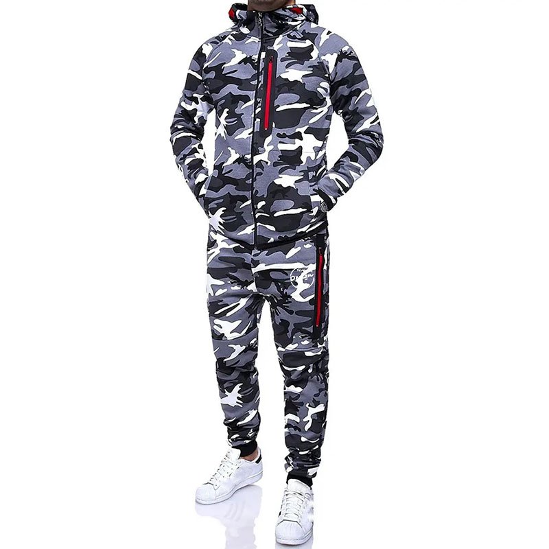 Autumn Two Pieces Clothing Polyester Casual Men's Sportswear Tracksuits Sweatshirt Sets Gyms Hoodies Camouflage Sets For Men