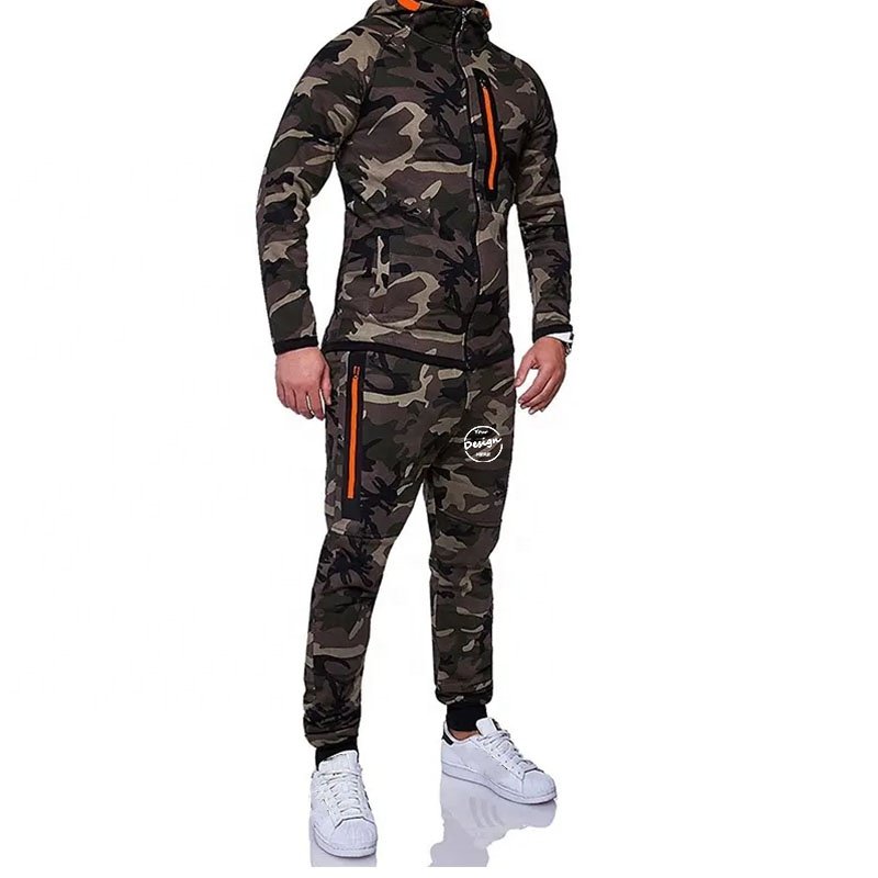 Autumn Two Pieces Clothing Polyester Casual Men's Sportswear Tracksuits Sweatshirt Sets Gyms Hoodies Camouflage Sets For Men
