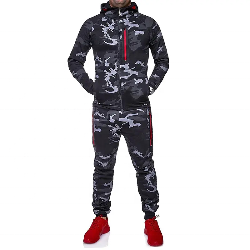 Autumn Two Pieces Clothing Polyester Casual Men's Sportswear Tracksuits Sweatshirt Sets Gyms Hoodies Camouflage Sets For Men