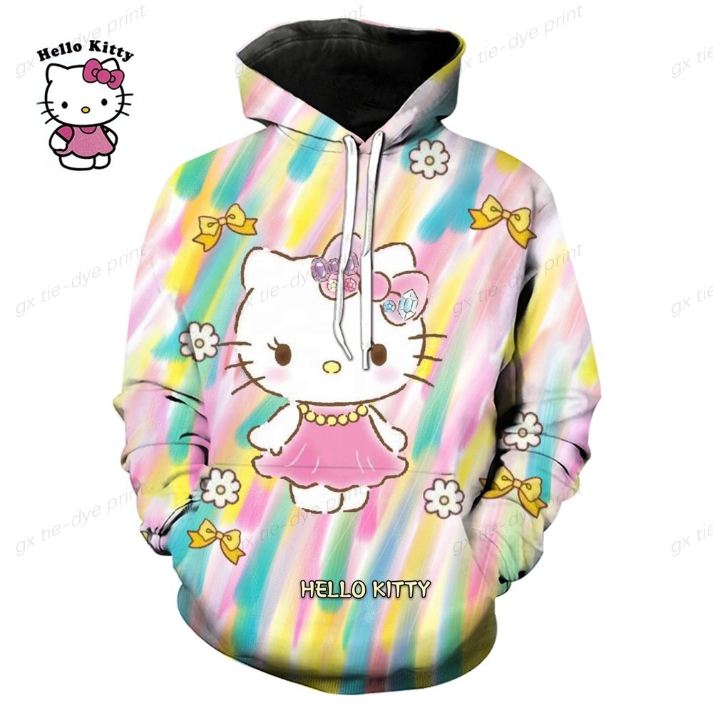 Sanrios KT Cute Cardigan Hoodie Female Loose Oversize Hooded Sweater Yk2 Japanese Stylish Sweashirt Kawaii Lolita Hoodie