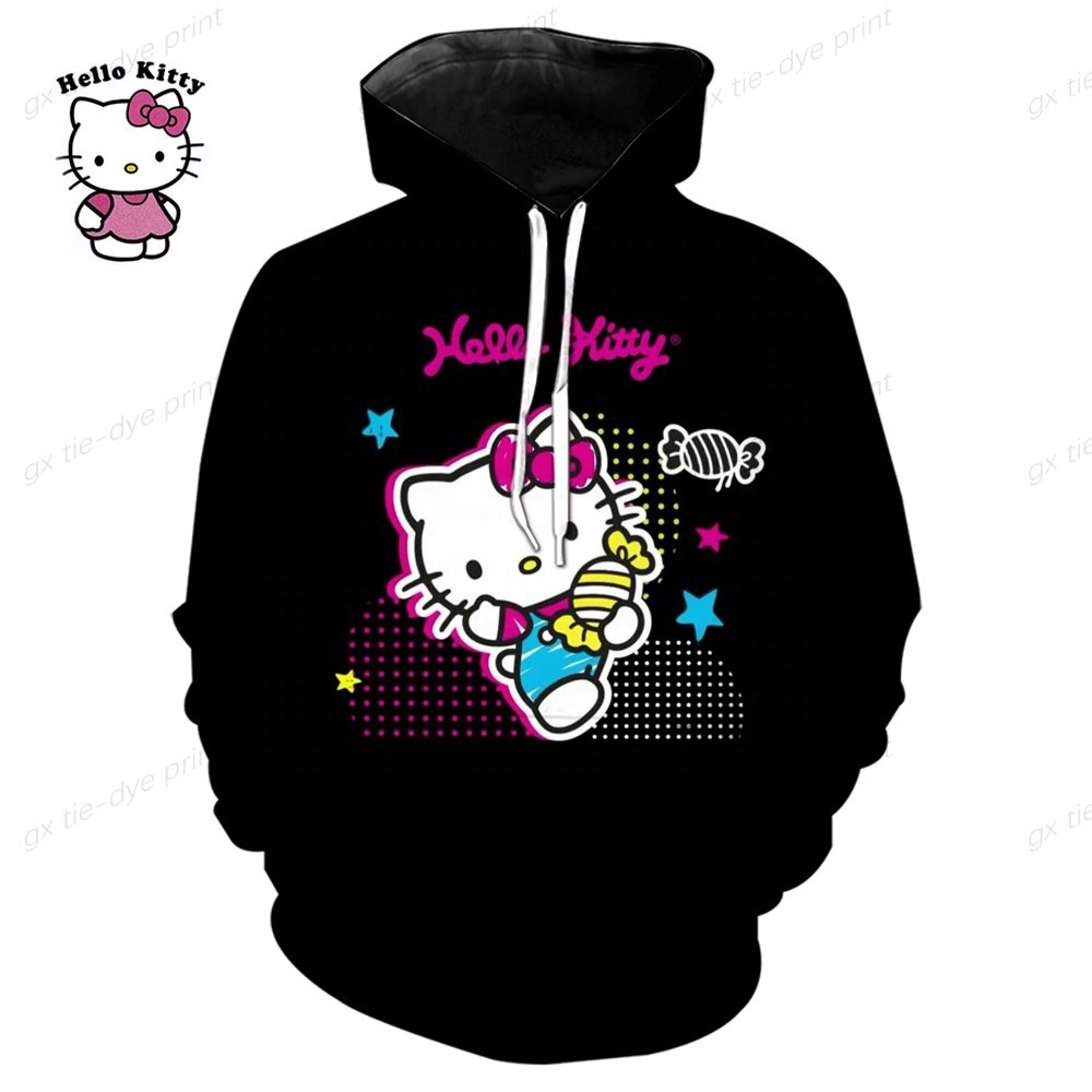 Sanrios KT Cute Cardigan Hoodie Female Loose Oversize Hooded Sweater Yk2 Japanese Stylish Sweashirt Kawaii Lolita Hoodie