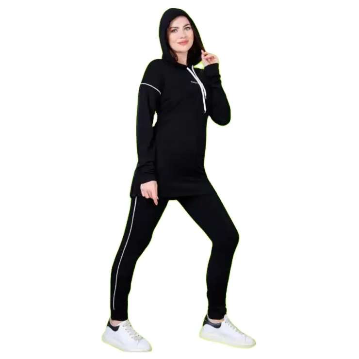 Custom Embroidered logo Muslim Sports Fitness Yoga Long Sleeve Hoodie leggings Workout Sets