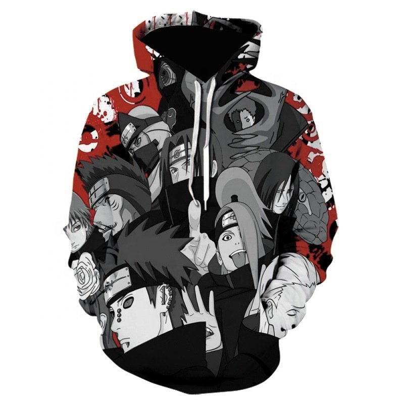 Japan's New Trendy 3D Printed Cartoon Animation Peripheral Naruto Akatsuki Organization All Members Hooded Sweatshirt Hoodie