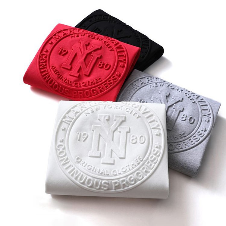 Wholesale 350gsm 3D Embossing cropped hoodies men high quality custom heavyweight printing hoodie