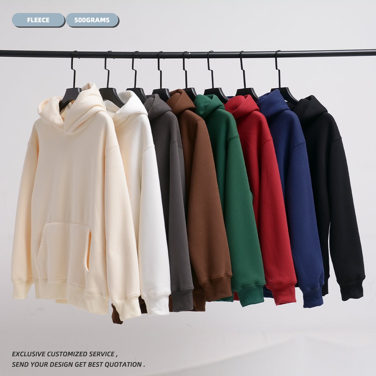 500g Hoodie Pullover Sweatshirt Embroidered Unisex Heavyweight Fleece Drop Shoulder Pocket Sweatshirt Puff Printing Hoodi
