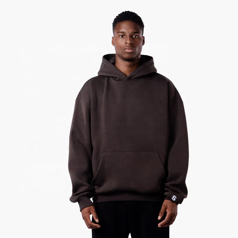 Wholesale Custom Logo French Terry Hoodie Oversized No String XS Size Puff Printing on Fleece Fabric for Men in Spring