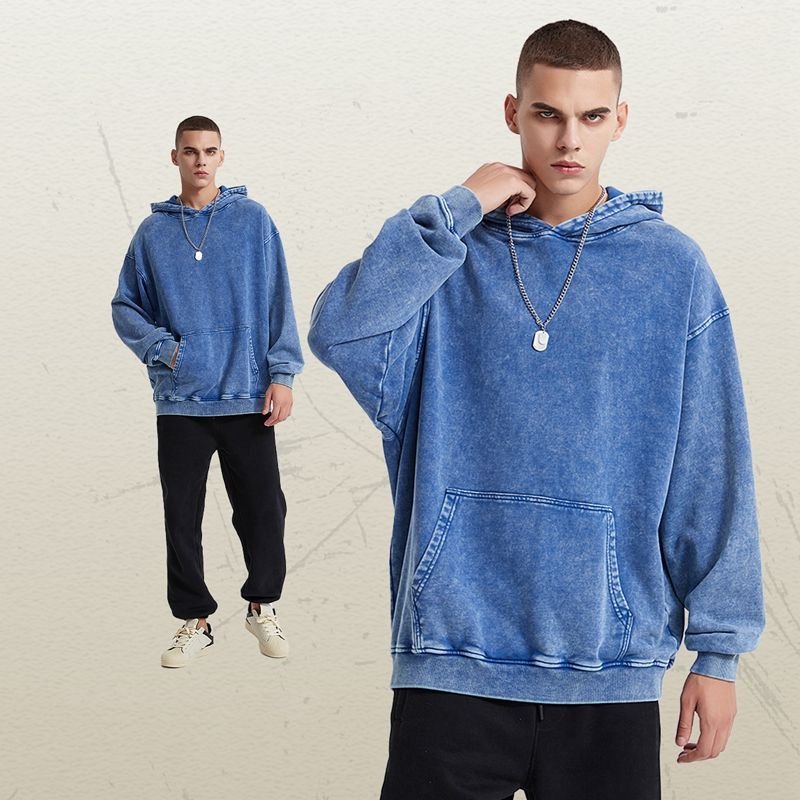 OEM ODM High Quality Custom Logo 420G 100% Cotton Heavyweight Vintage Stone Wash Fleece Blank Oversized Plus Size Men'S Hoodies