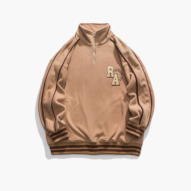 Custom overhead half zip neck sweatsuit pola fleece warmful winter zip collar street wear men's hoodie