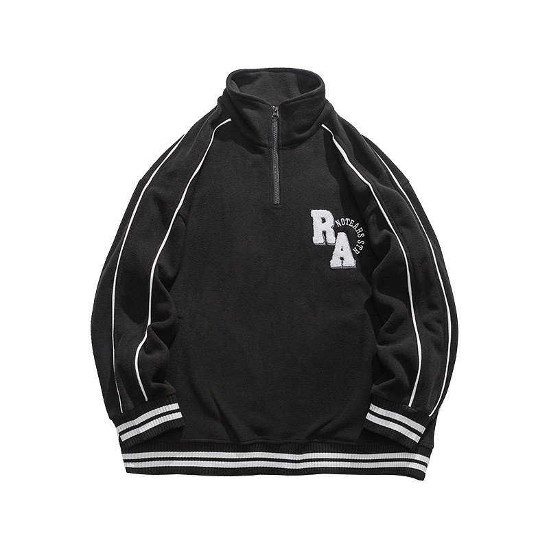 Custom overhead half zip neck sweatsuit pola fleece warmful winter zip collar street wear men's hoodie