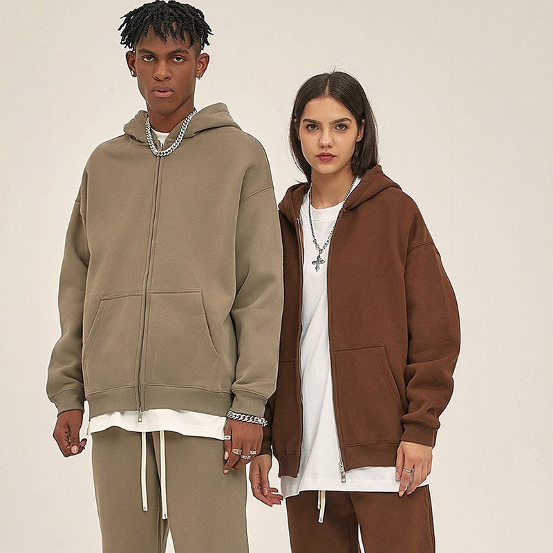 stringless heavyweight casual plus size men's hoodies custom sport tracksuit zip up hoodies vintage wash custom hoodies