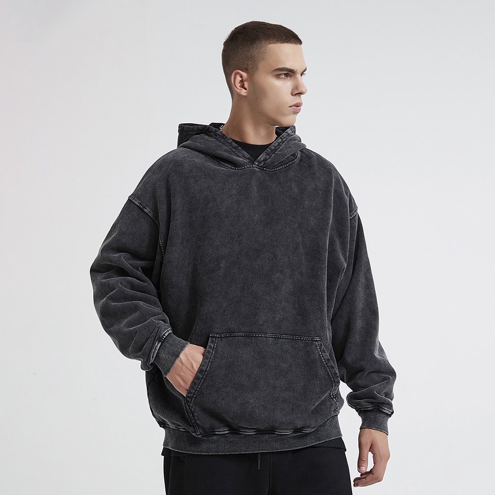 2023 Custom 380gsm French Terry Vintage Washed Heavyweight Thick men's Hoodies Wholesale