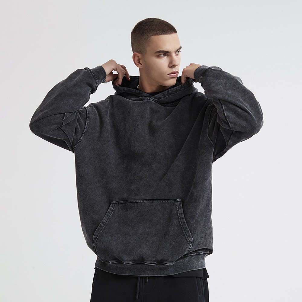 2023 Custom 380gsm French Terry Vintage Washed Heavyweight Thick men's Hoodies Wholesale