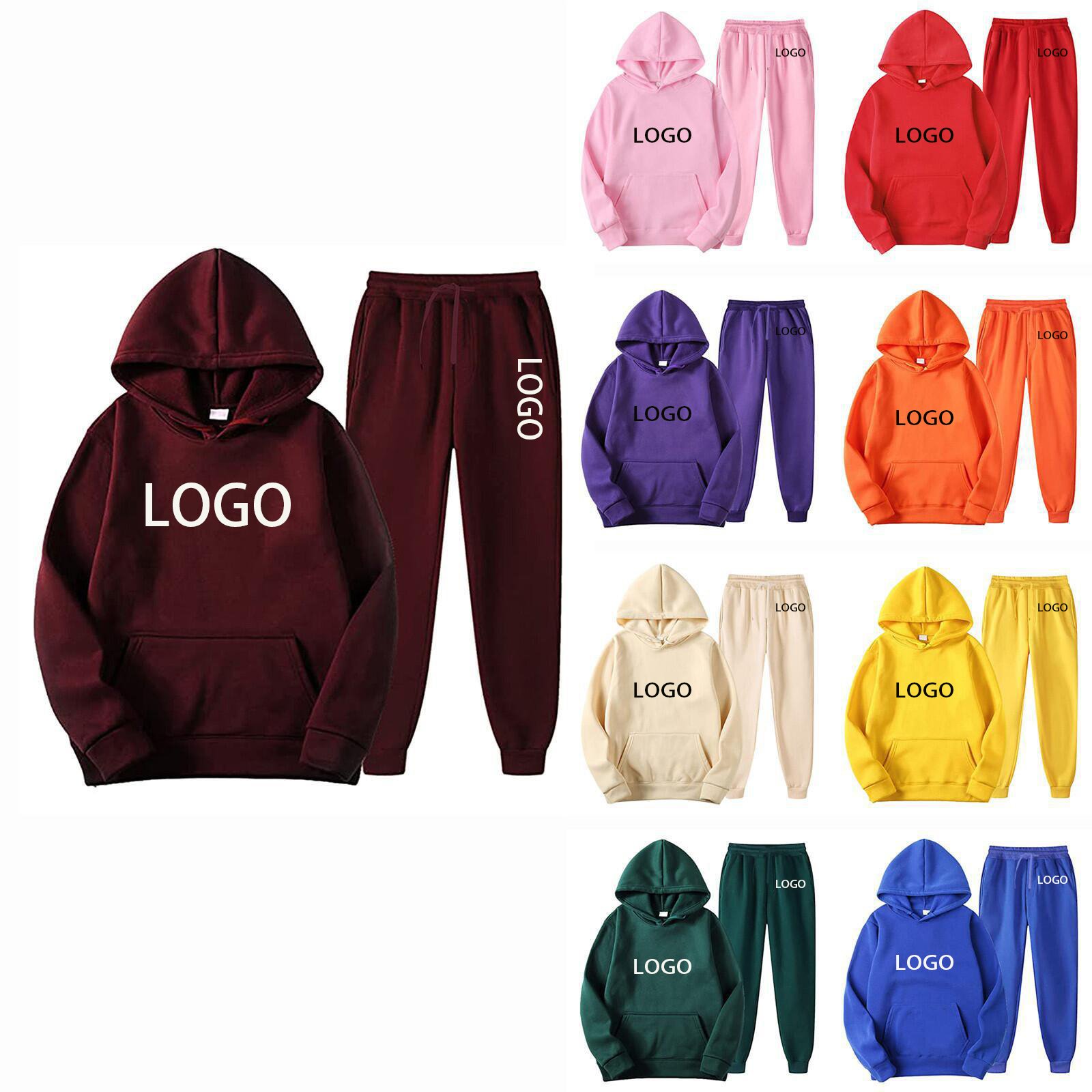 Custom Logo Streetwear Sweatpants and Hoodie Set Winter Solid Solid Hoodie Jogging Loose Oversized Men's Hoodie Set