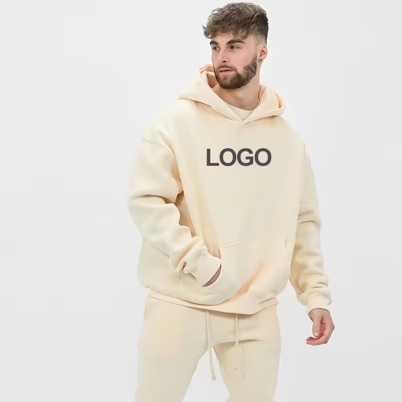 Wholesale customization Cotton French Terry Oversize Hoodie Drop Shoulder Plain Blank Custom men's hoodies & sweatshirts