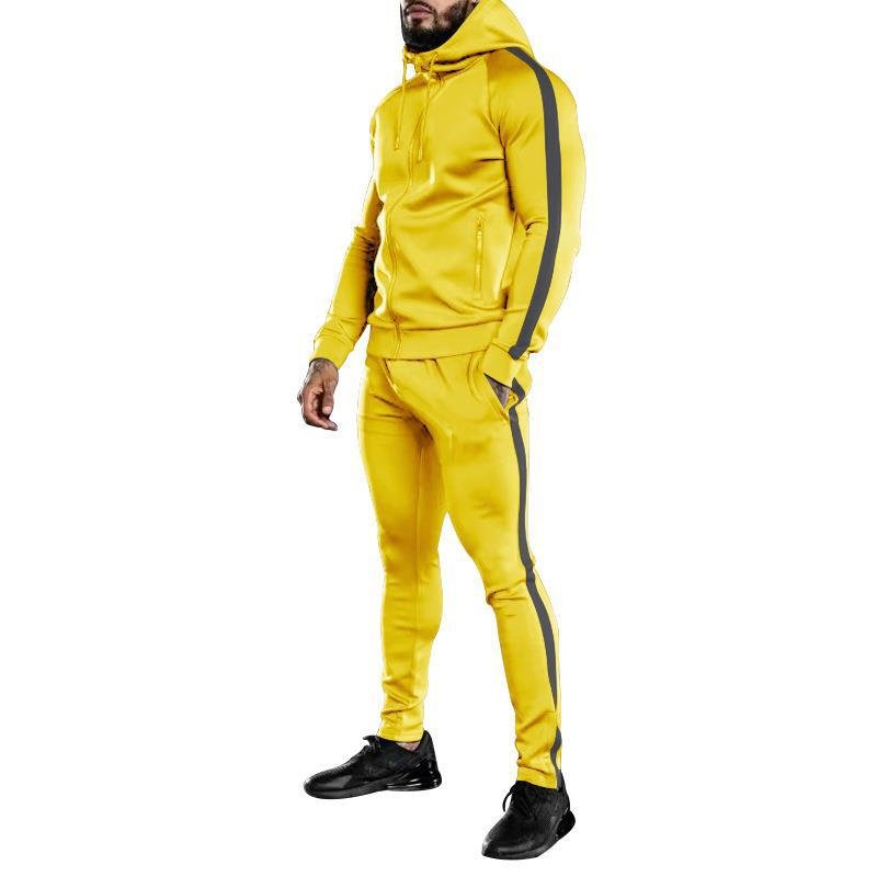 Factory wholesale custom large size hooded men's leisure running fitness suit