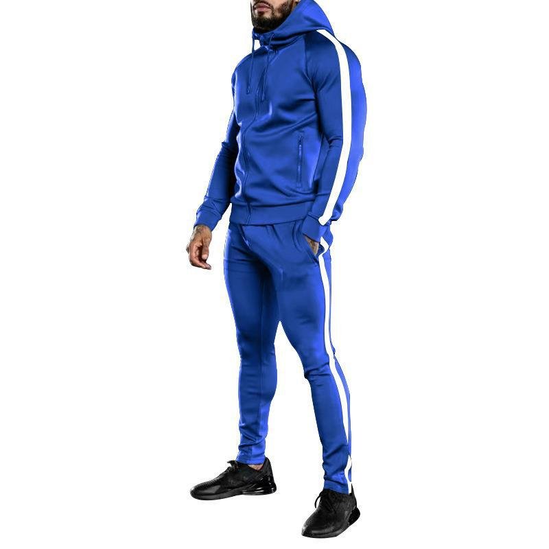Factory wholesale custom large size hooded men's leisure running fitness suit