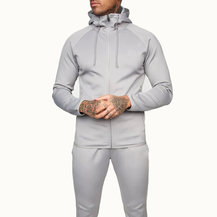 Custom Mens Fall Tracksuit Gym Zip Up Hoodie and Jogger Tracksuits Plain Sport Tracksuit Set For Men