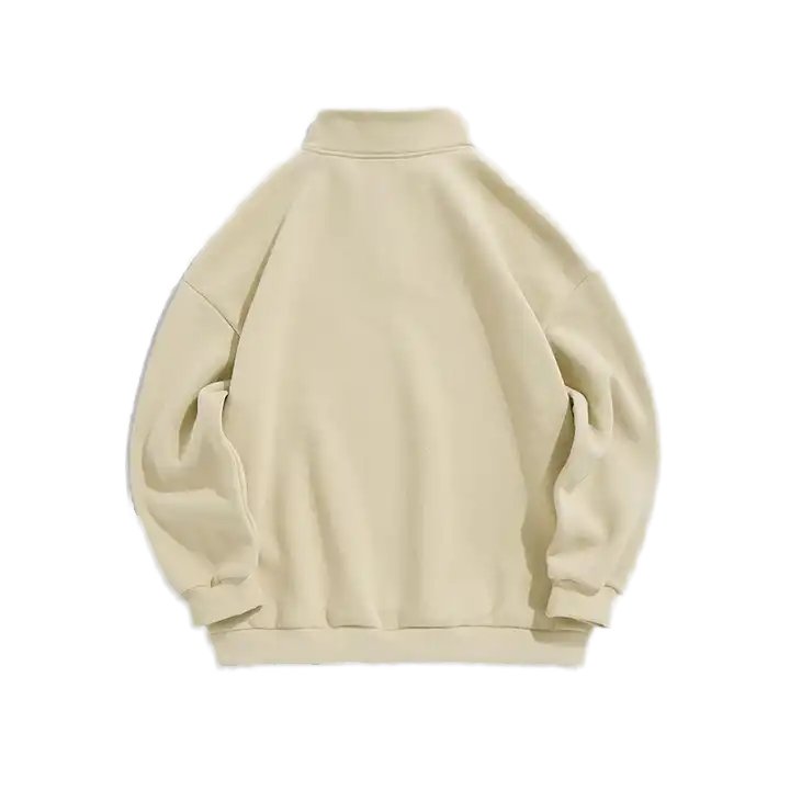 Custom Letter Embroidery Mens Half Zip Up Mock Neck Sweatshirt Fleece Lining Pullover Men Quarter Zipper Oversized Sweatshirt