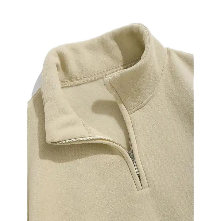 Custom Letter Embroidery Mens Half Zip Up Mock Neck Sweatshirt Fleece Lining Pullover Men Quarter Zipper Oversized Sweatshirt