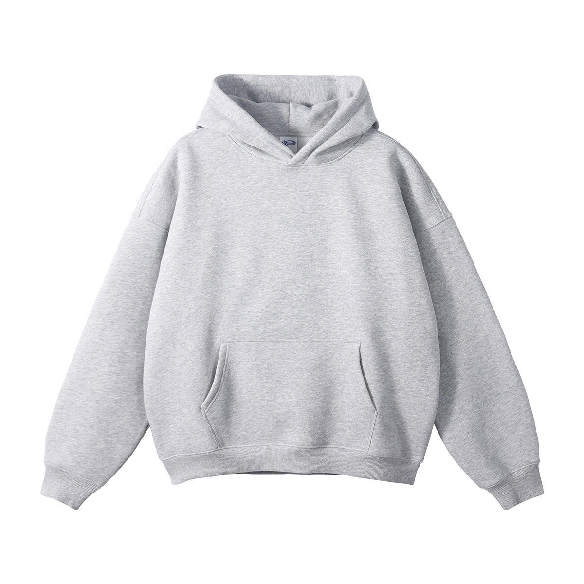 Customization high quality oversized drop shoulder hoodie stringless heavy weight cotton stringless men's hoodie