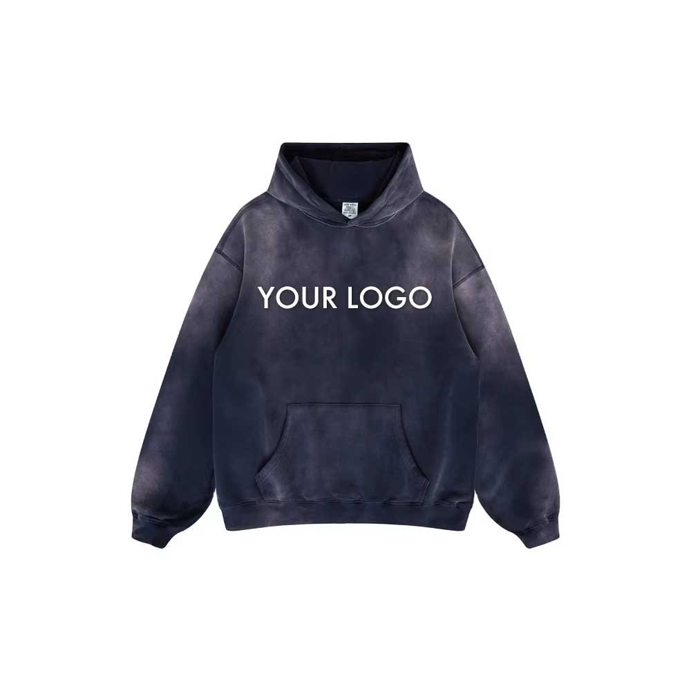 Streetwear Men'S Hoodies 100% cotton Custom Vintage 500 gsm Hoodie Acid Washed Plus Size Sweatshirts Sudadera Con Capucha Hombre