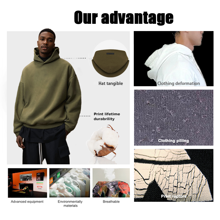 Wholesale men's hoodies 400gsm boxy streetwear high quality hoodie manufacturers custom logo design puff printing hoodie for man
