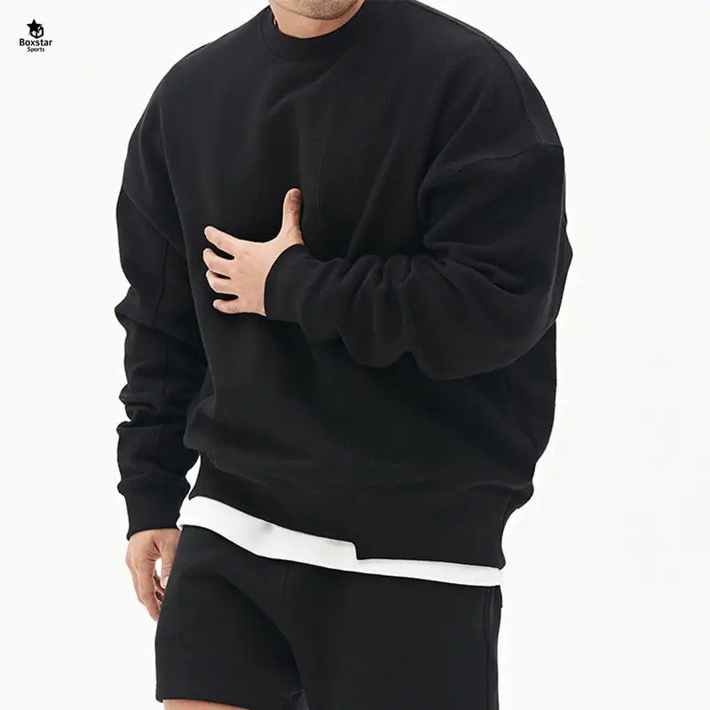 New Wholesale High Quality Fashionable Solid Color Casual Round Neck Sweatshirt Plus Size Men's Hoodies Sweatshirts