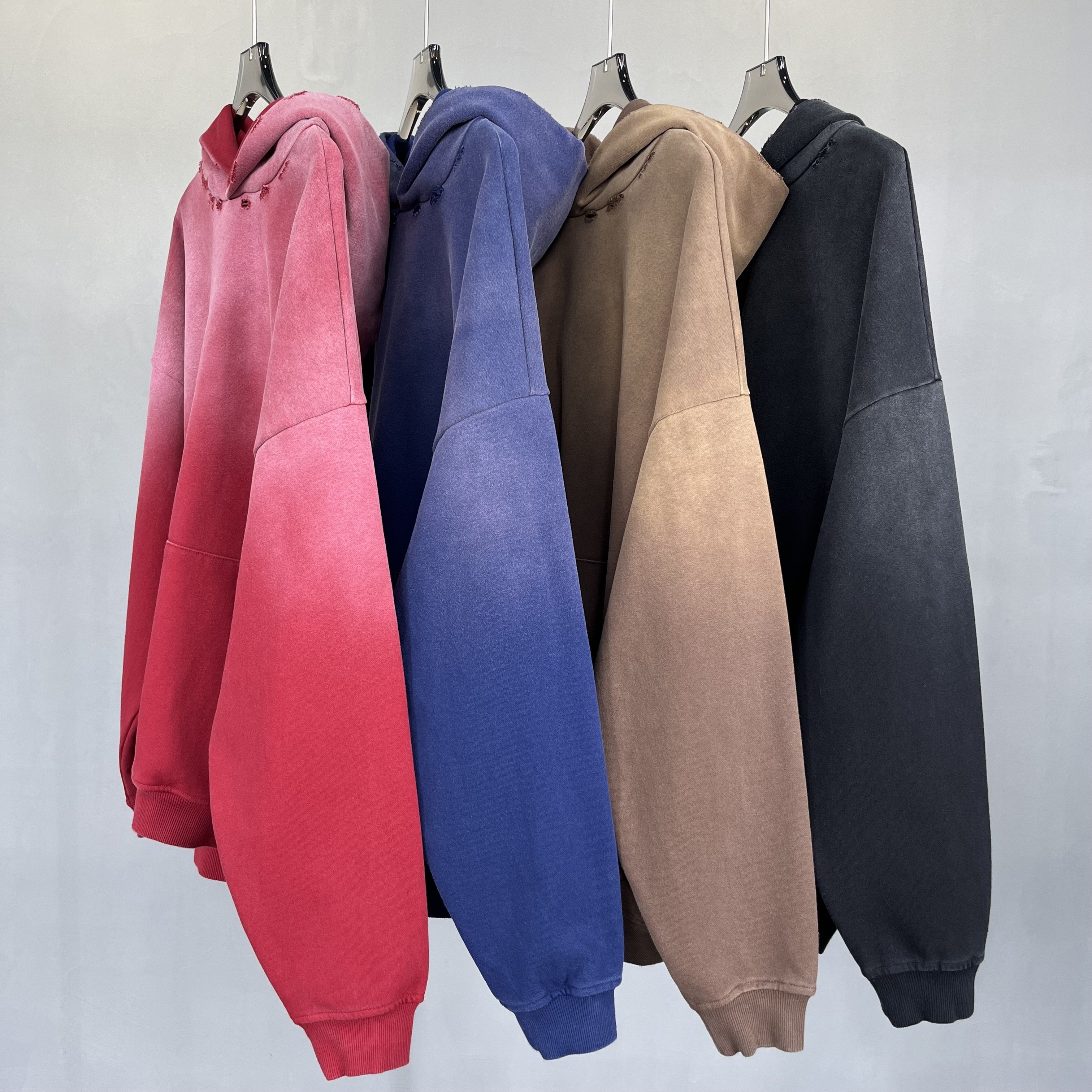 men's 100% cotton Heavyweight streetwear oversized hoodie acid washed blank drop shoulder hoodie