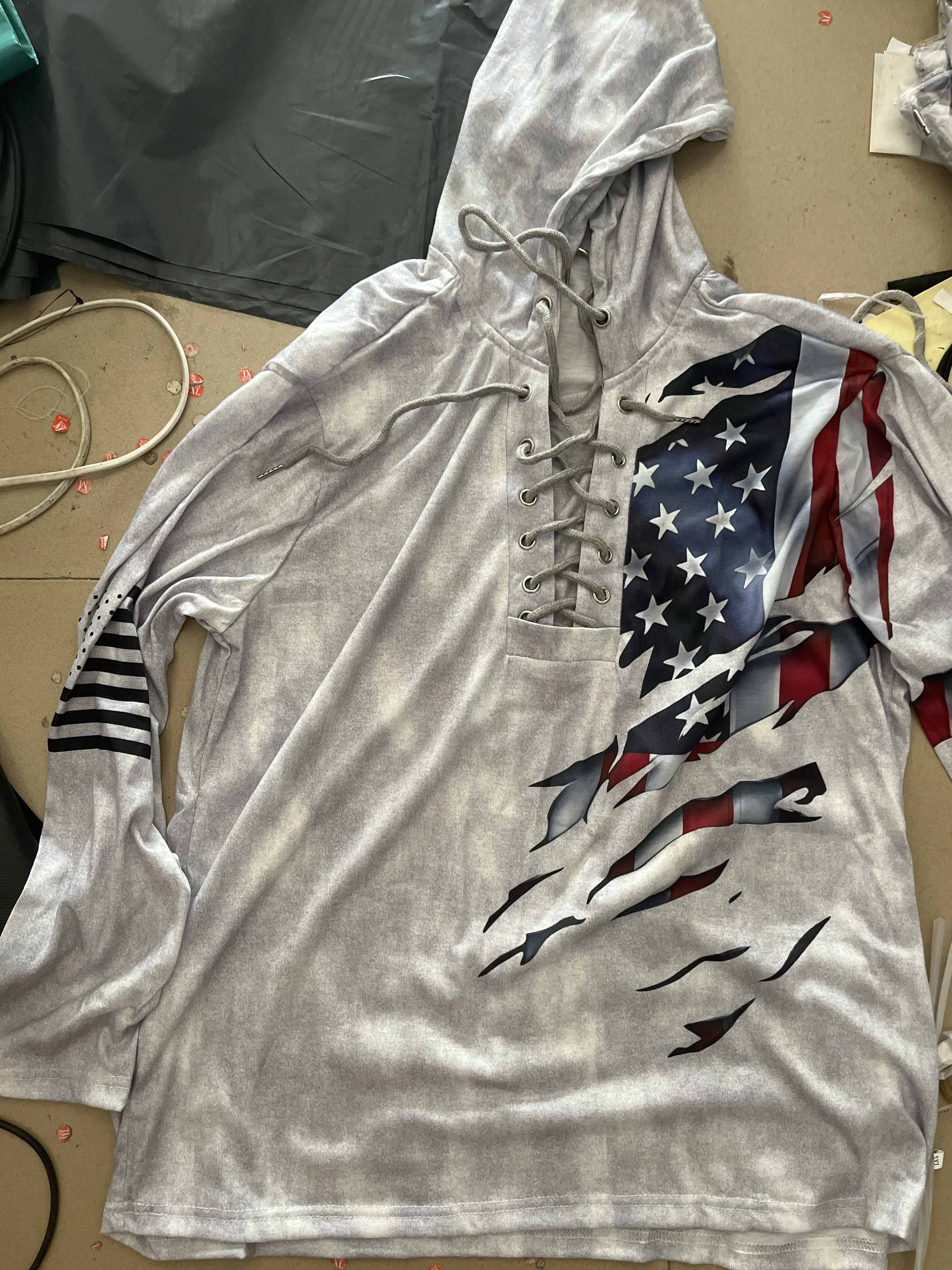 mh75-Men's Outdoor Hoodie Retro Custom American Flag Print Hooded Sweatshirt 100% cotton plain pullover oversized men's hoodie