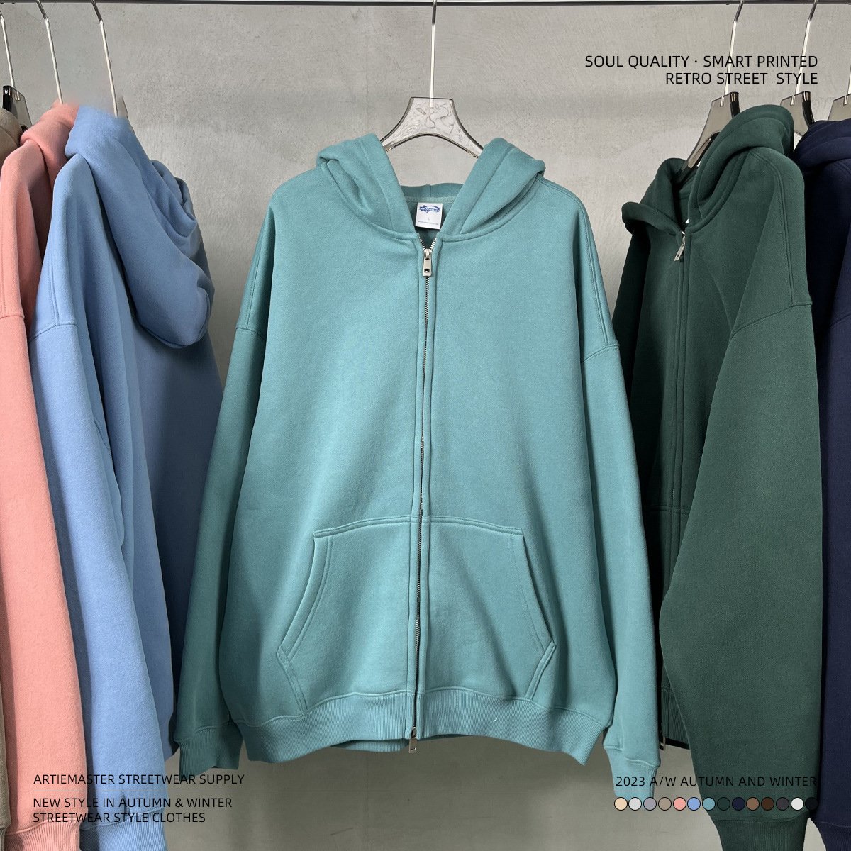 Wholesale Unisex Fleece Pullover Hoodie Unisex Pullover High Quality 52 Cotton 48 Polyester Fleece Fabric Men Hoodie With Zipper