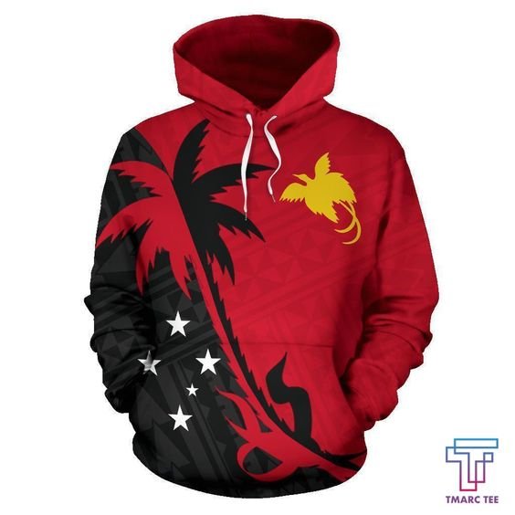 Papua New Guinea Hoodie Papua New Guinea Flag Coat of Arms Customized Personalized Logo Red Men's Hoodies Wholesale Bulk Hoodie