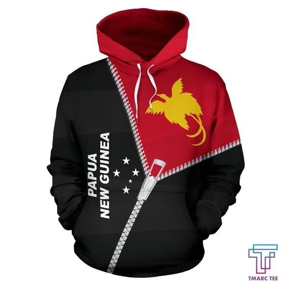 Papua New Guinea Hoodie Papua New Guinea Flag Coat of Arms Customized Personalized Logo Red Men's Hoodies Wholesale Bulk Hoodie