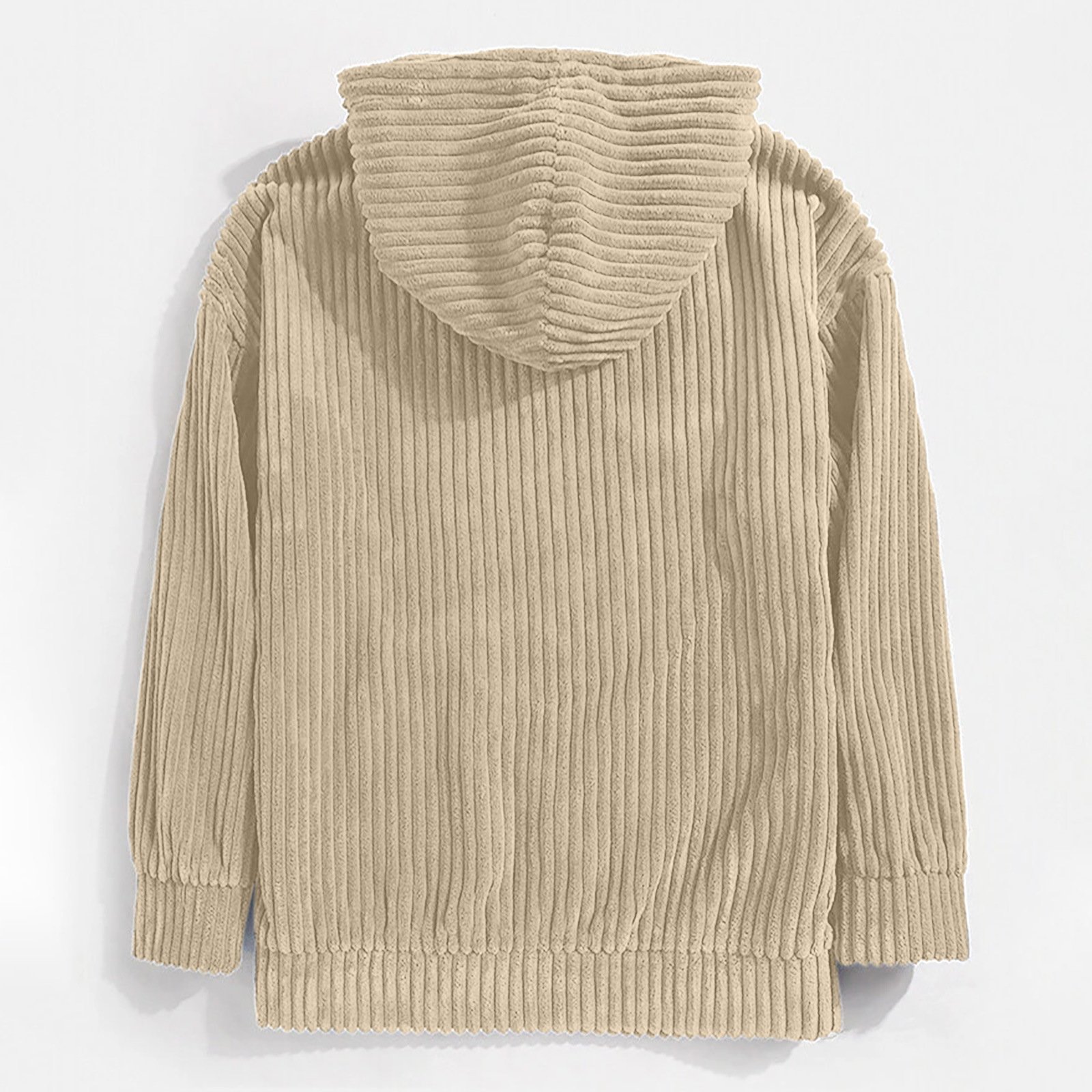 Men's hoodie with thick corduroy long sleeves and solid color pockets hanging shoulder hooded sweatshirt OEM