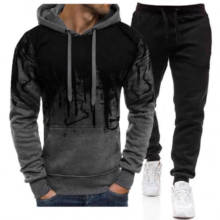 Fashion Hooded Suit Polyester Tracksuit Men's Clothing Jogging Suits Men Sports Wear Training Tracksuits Set