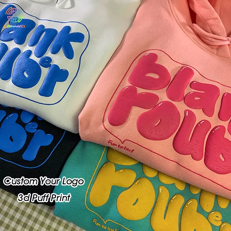 wholesale custom 3d puff print hoodi oversized men's Pullover hoodies sweatshirts foam printing logo unisex Heavyweight hoodies