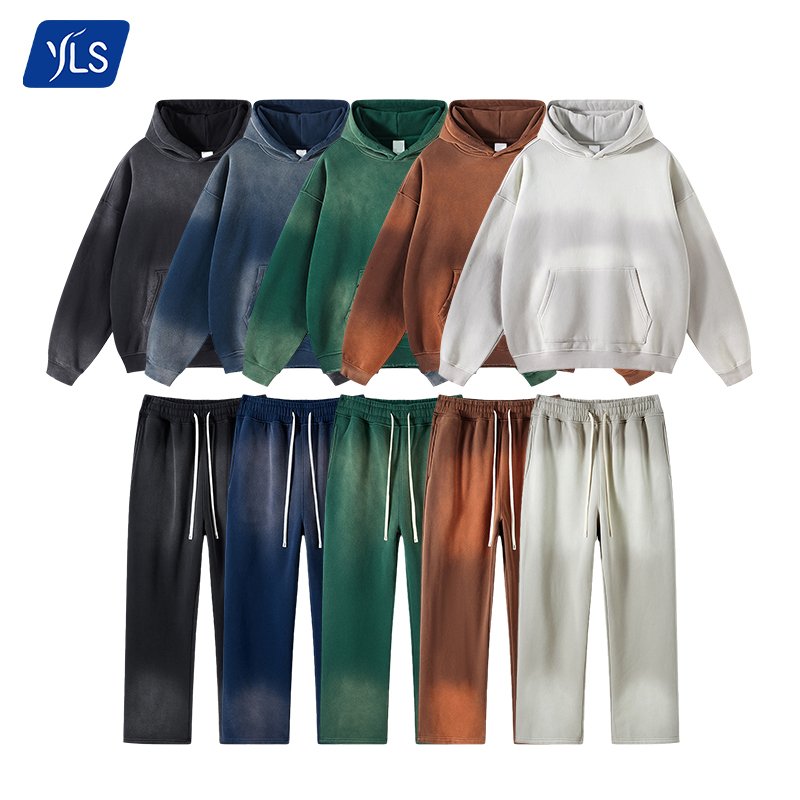 YLS 2PCS Outfits Men's Sports Tracksuits Hoodies Sweatshirt and Sweatpants Sets Fall Winter Sweatsuit Cotton Adults Tracksuit