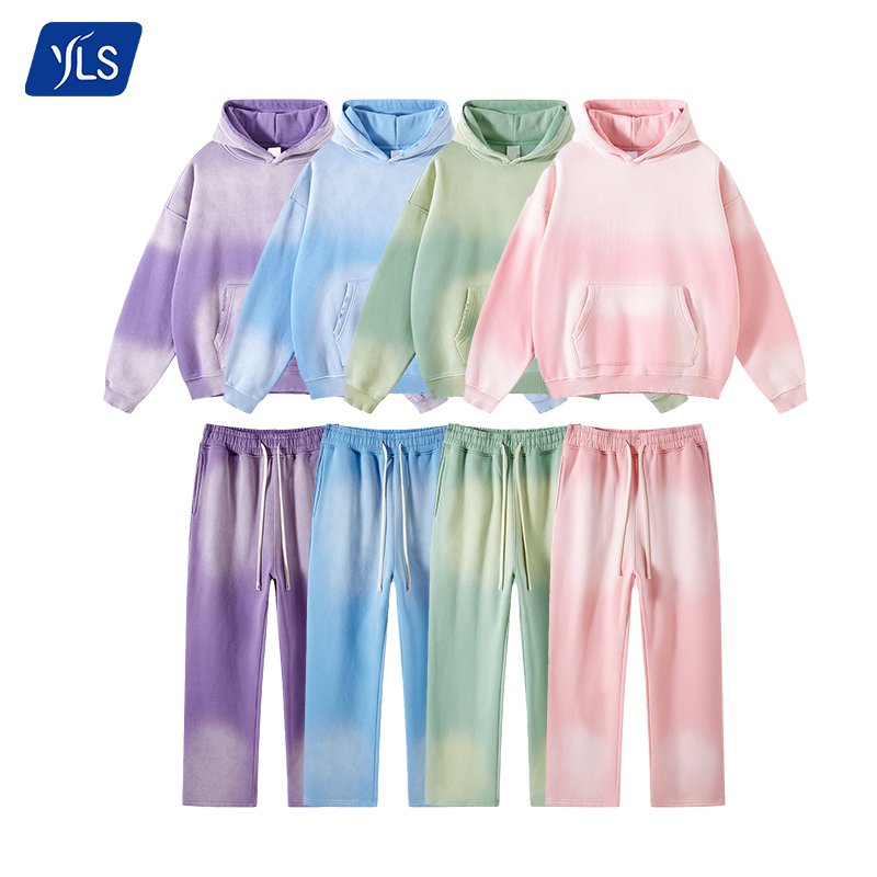 YLS 2PCS Outfits Men's Sports Tracksuits Hoodies Sweatshirt and Sweatpants Sets Fall Winter Sweatsuit Cotton Adults Tracksuit
