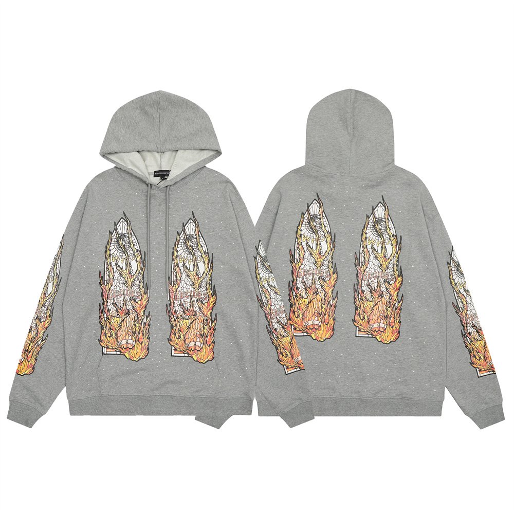 WHO DECIDES Hoodie Flame Glass Hooded Sweatshirt High quality men's hoodie with 1:1 design