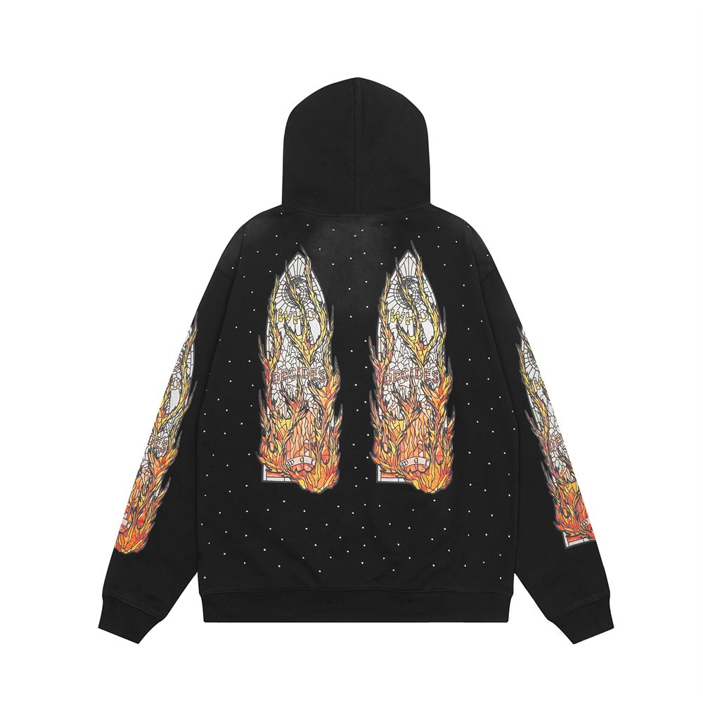 WHO DECIDES Hoodie Flame Glass Hooded Sweatshirt High quality men's hoodie with 1:1 design